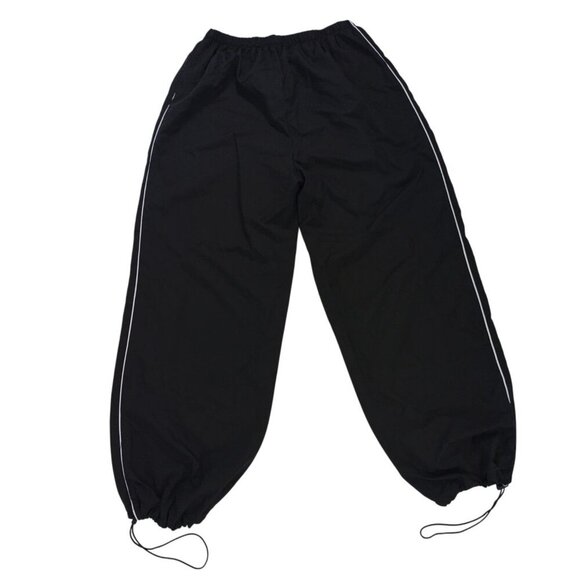 Black Track Pants With White Piping Elastic Waist & Ankles Drawstring Size S. - Picture 2 of 6